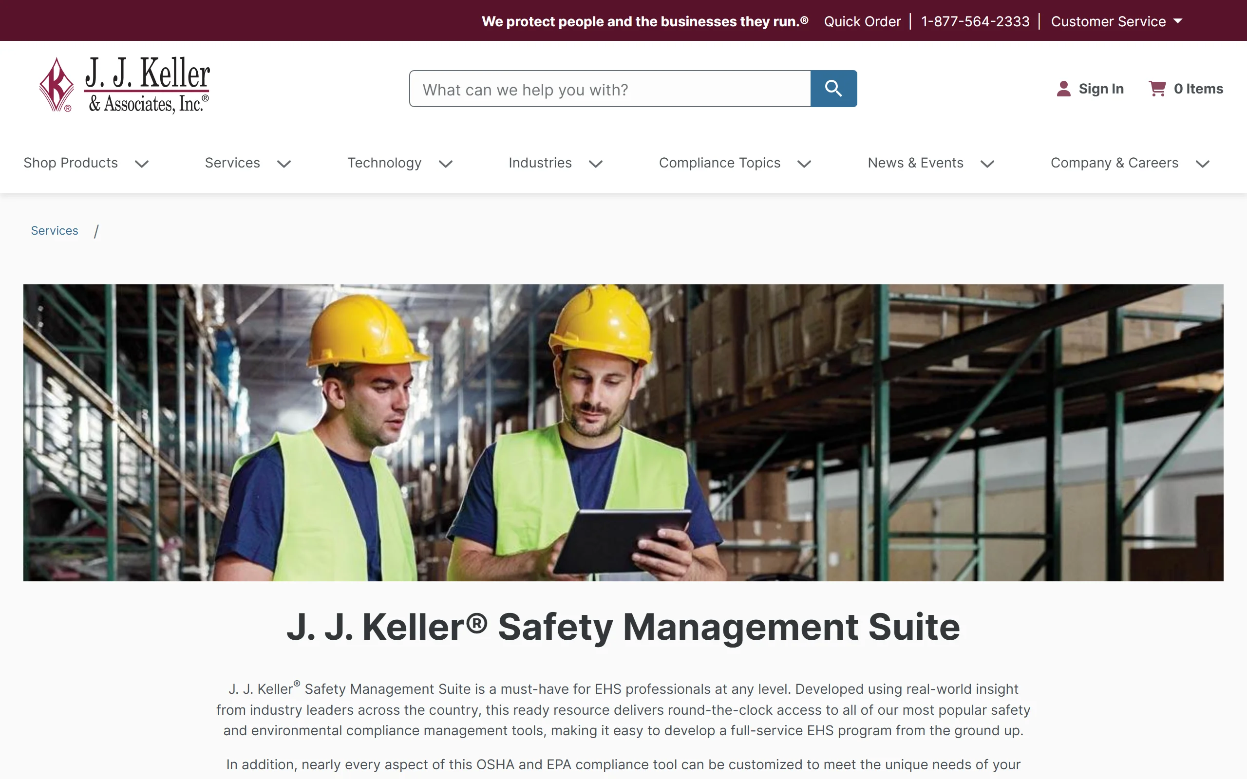 EHS compliance software J. J. Keller Safety Management Suite: product page