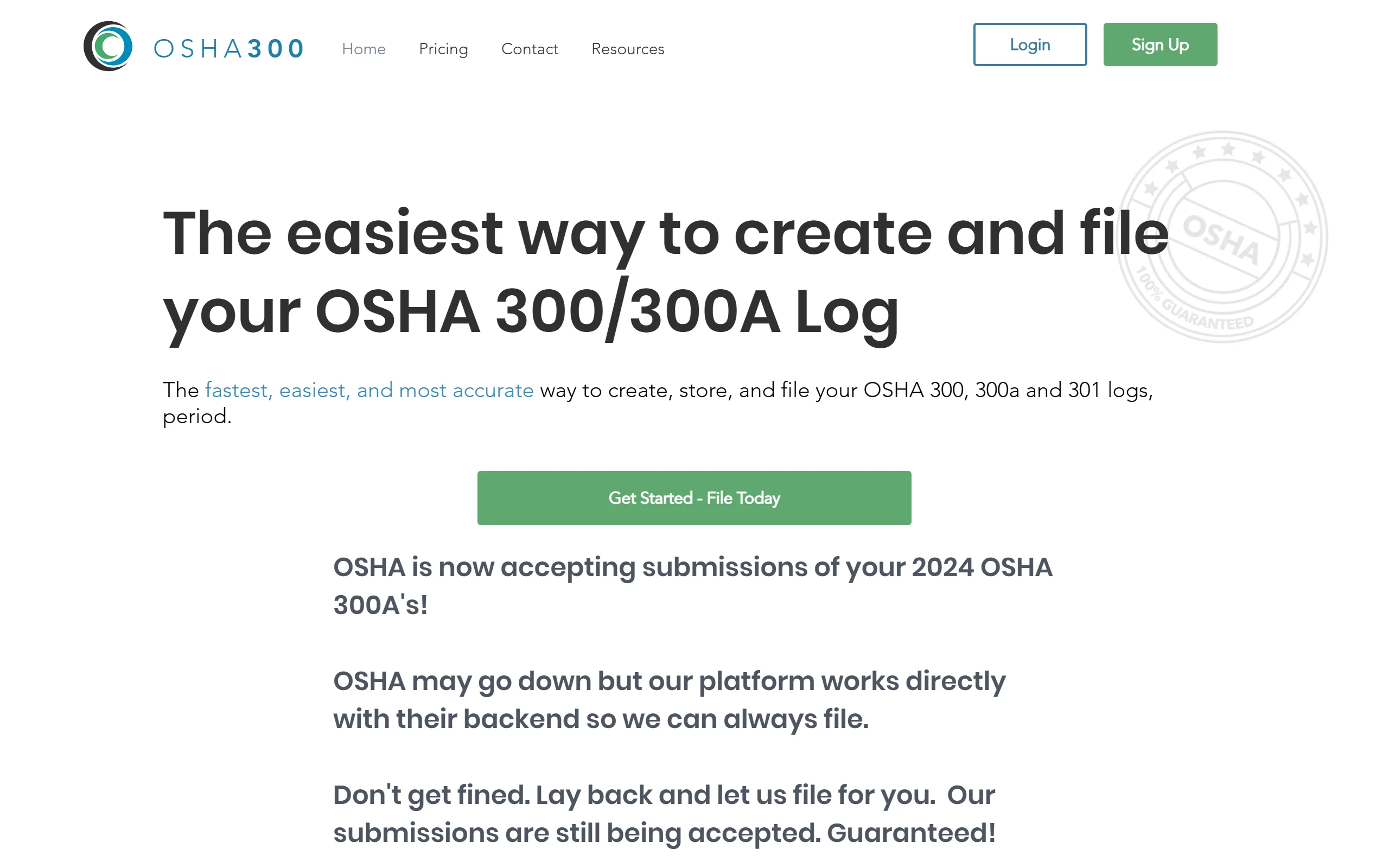 OSHA 300 log software OSHA300.com: home page about creating and filing the 300 and 300A