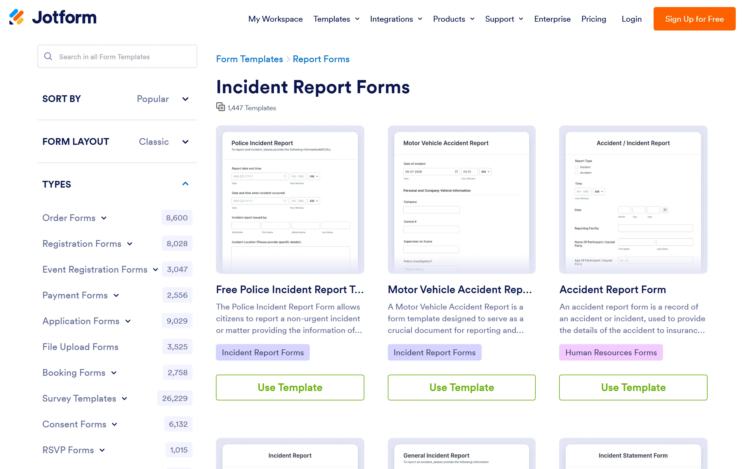Online form builder Jotform: incident report form templates